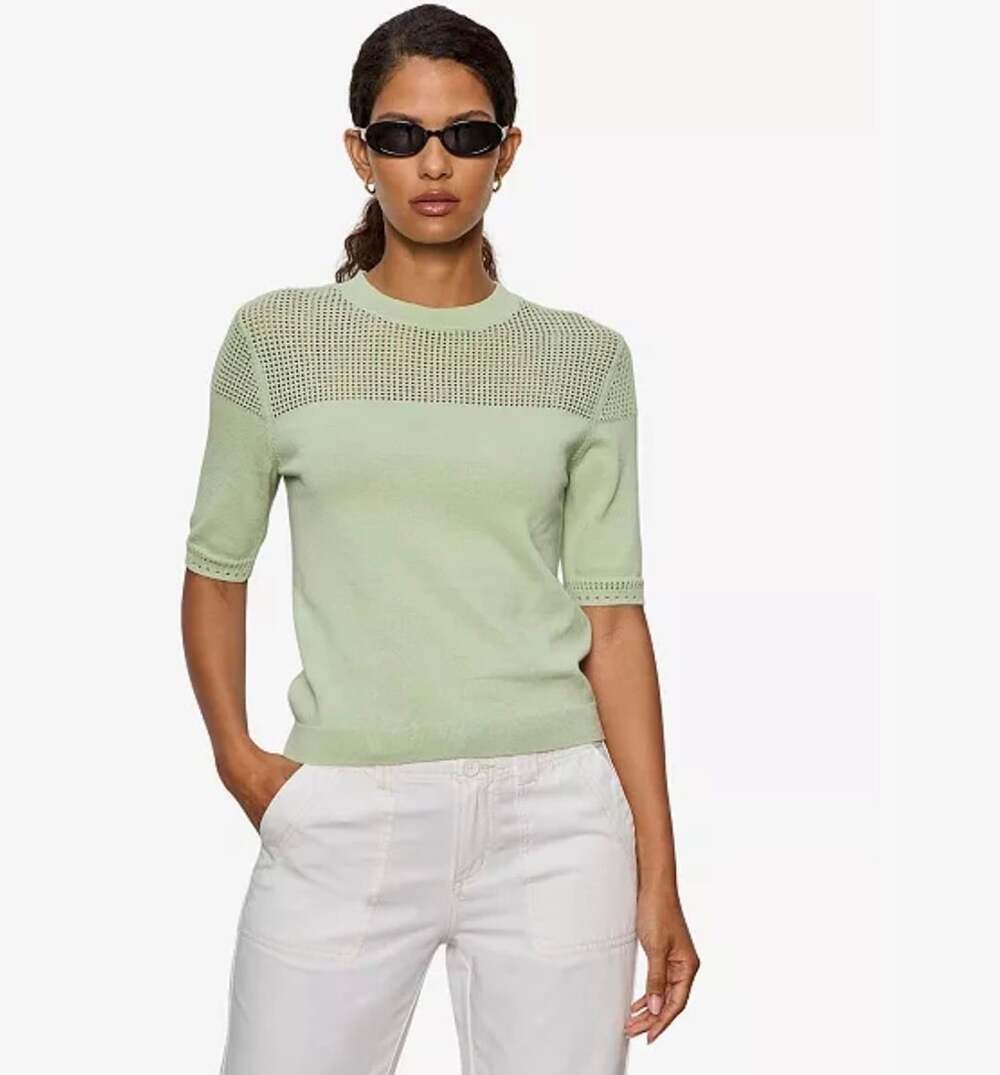Sanctuary Mix Stitch Tee Size M Sage Green Cotton Sweater
